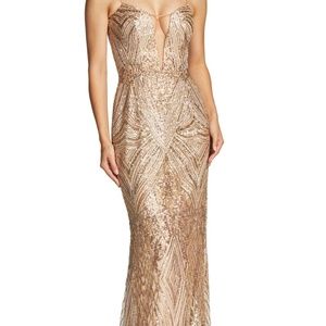 Mara Art Deco Sequin Trumpet Gown